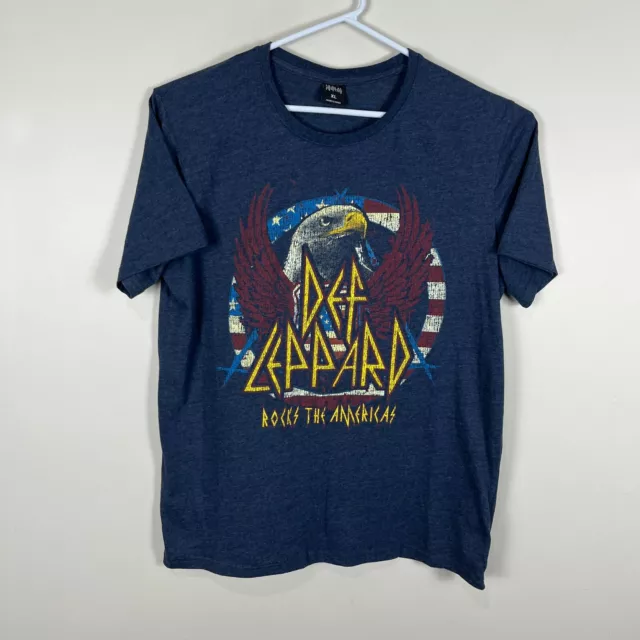 Def Leppard Crew Neck Band Music Casual Cotton Tee T Shirt Men's XL Extra Large