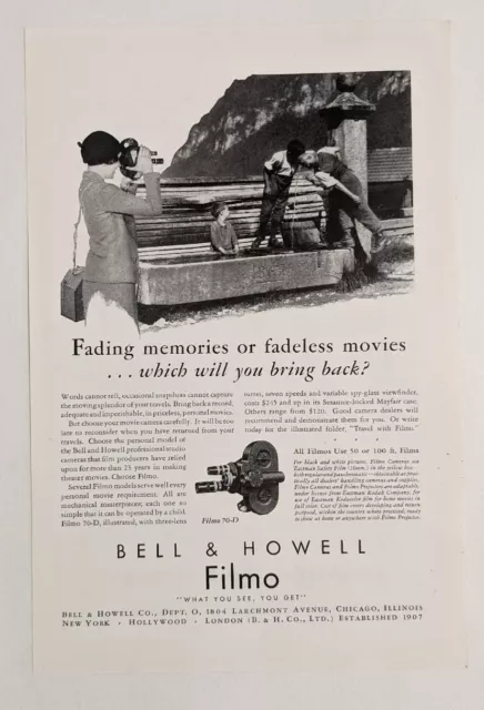 1930 Bell & Howell Filmo Camera For Personal Movies Vintage Print Ad Original