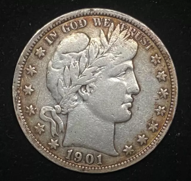 1901-S Barber Half Dollar, Beautiful Toning, Nice Eye Appeal