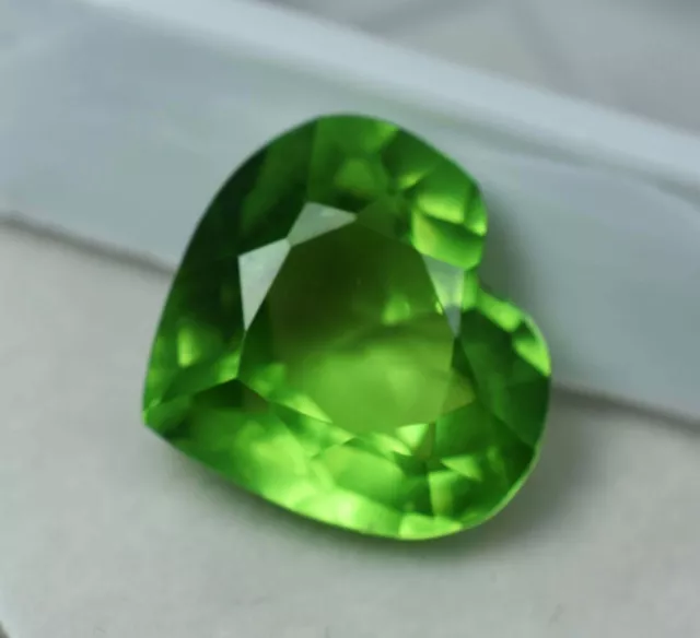 10 Ct Natural Rare Green Peridot Heart Shape Loose Gemstones Ring Size
