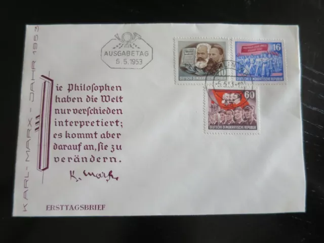 BU FDC 2 5.5.1953 70.Todestag Karl Marx - Berlin W8