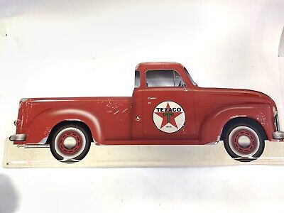 Texaco Motor Oil Red Tin Metal Truck Die Cut Sign  22”x8.5” SAME DAY SHIPPING