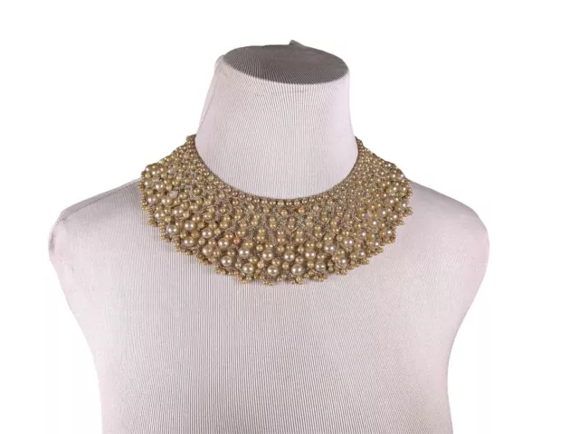 Glentex Rows Of Pearls Silver Knit Detachable Collar Made in Japan (Faux Pearl)