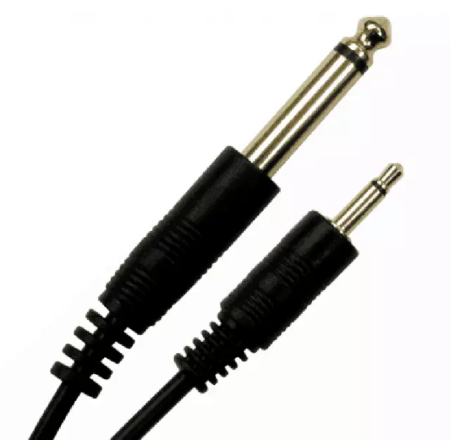 3.5mm to 6.35mm 1/4 inch Small to Big Mono Jack Audio Cable Plug Patch Lead Amp