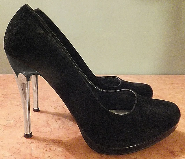 ESCARPINS DAIM NOIR By Belle Women Talon Miroir 11 Cm Pointure
