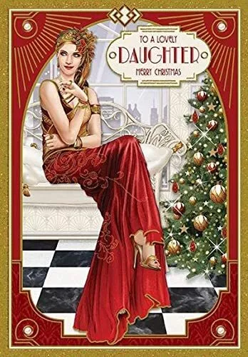 Art Deco Lady - Lovely Daughter Merry Christmas Card