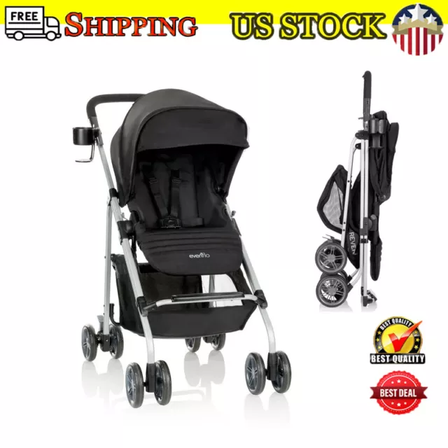 Stroller Single Baby Fold And Go Newborn Bassinet 2-Panel Canopy Pushchair US