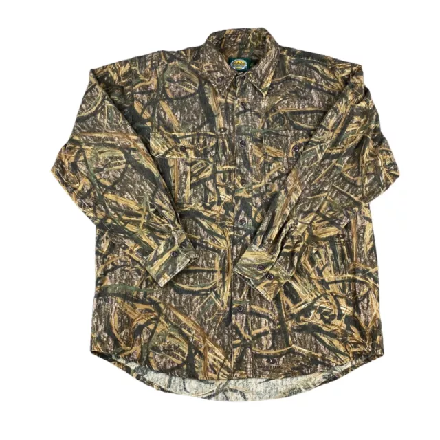 Cabelas Shirt Jacket Medium Mossy Oak Camo Hunting Fishing Outdoor Camouflage