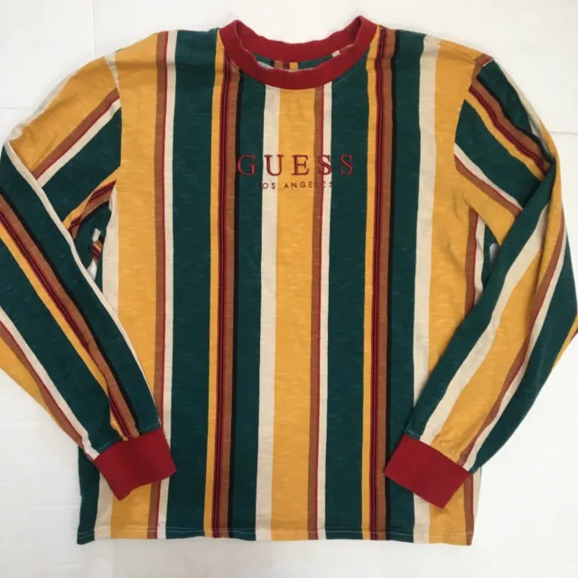 GUESS LOS ANGELES Shirt Long Sleeve Multicolor Striped Style Size Large ...