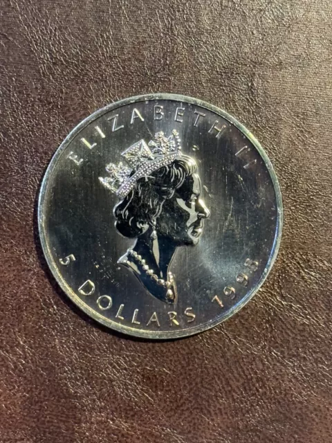 Kanada 5 Dollar 1 Unze 1995 1 oz Silber Maple Leaf Stempelglanz in Kapsel