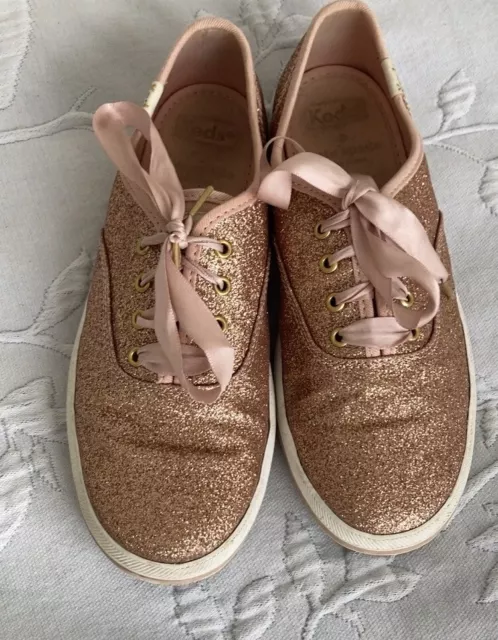 KEDS X KATE SPADE Champion Glitter Rosegold Sparkly Lace-Up Sneakers Girls Sz 3M