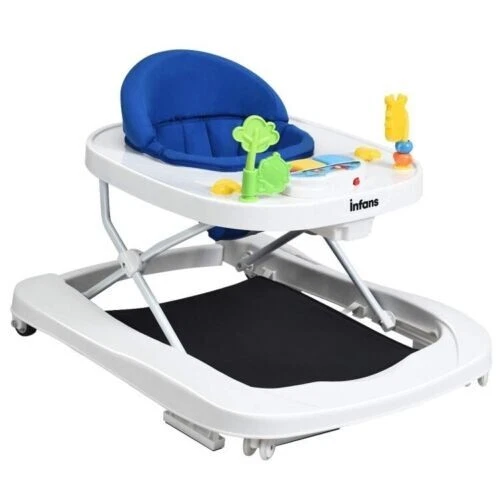 Costway 3-in-1 Foldable Baby Walker w/ Adjustable Heights & Detachable Tray Blue