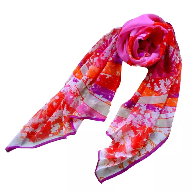 Grace Scarves 100% Silk Scarf, Oblong, Georgette