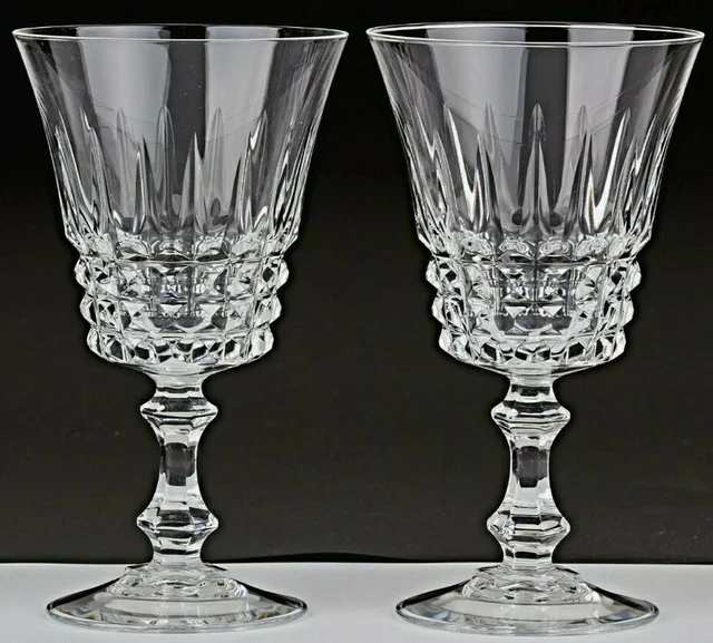 vintage French lead crystal wine glass goblets, Dalton Cristal d