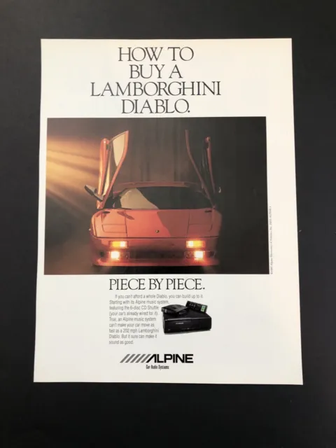 Lamborghini Diablo Alpine Vintage Original Print Ad Advertisement Printed A22