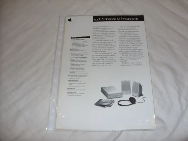 Apple Multimedia Kit for Macintosh two-sided data sheet black/white brochure