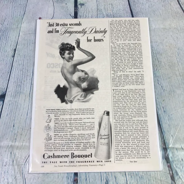 Vtg 1943 Print Ad Cashmere Bouquet Talc Powder Magazine Advertisement Ephemera