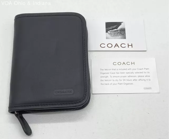 Vintage Coach American Classics Black Leather Zip Around Palm Organizer Case