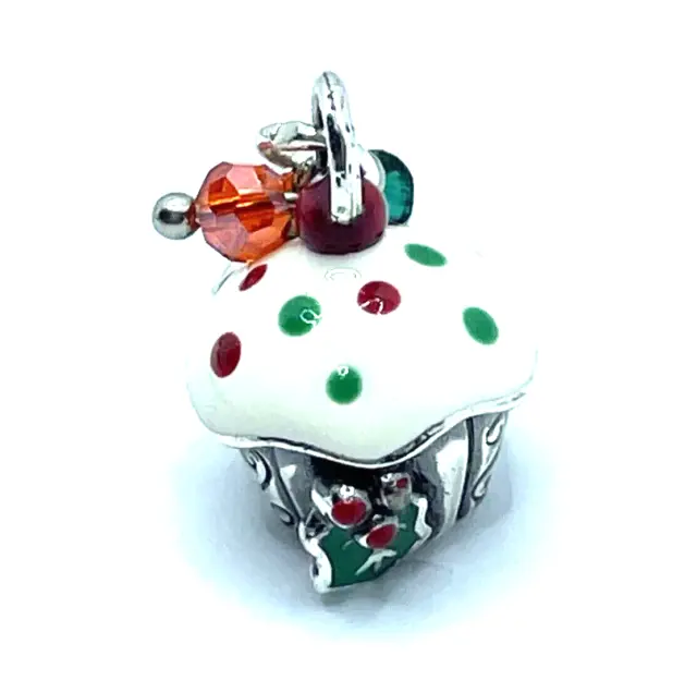 Brighton Christmas Holly Cupcake Red Green Sprinkles Holiday Snap Charm NWOT