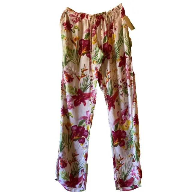 Brightside Pants Rip Curl Womens M Floral  beaded drawstring New w/ Tags