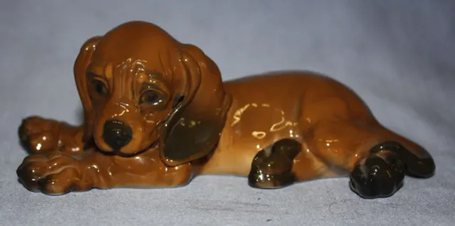 Dackel Figura de Porcelana Perro Salchicha Porzellanhund Rosenthal Raro 1975