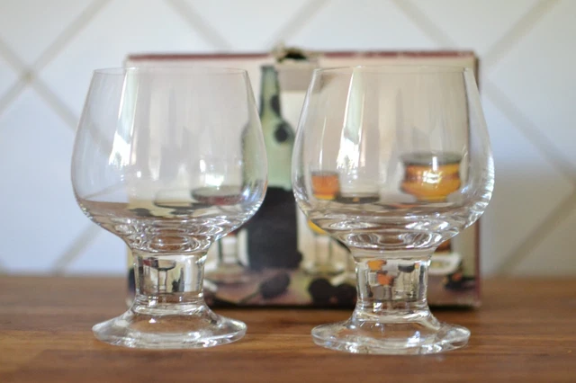 DARTINGTON CRYSTAL A Pair Compleat Imbiber Brandy Glasses By Frank