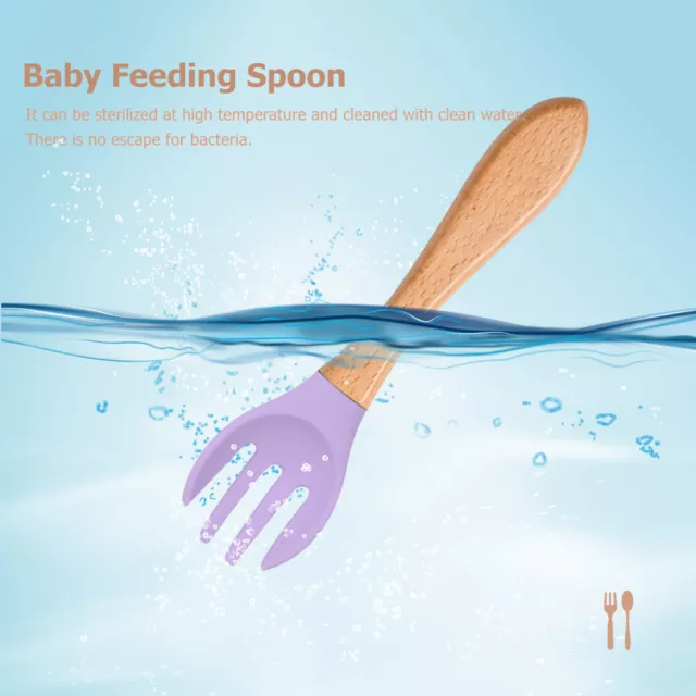 Baby Wooden Silicone Feeding Spoon Toddlers BPA-free Tableware (2)