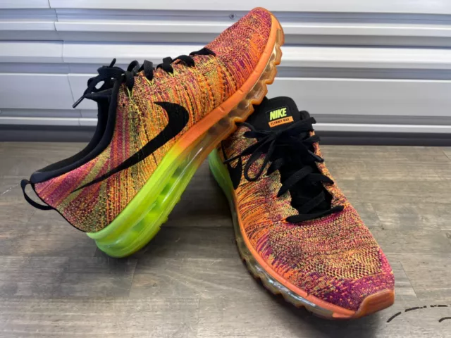 Mens Nike Flyknit Air Max Running Shoes Sneakers Orange Volt 620469-801 Size 12