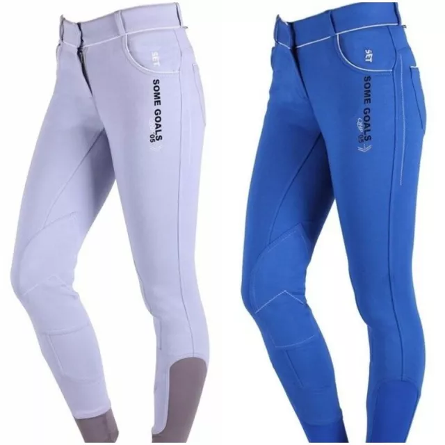 QHP "Gizy" Junior Riding Breeches Cobalt Blue, Grey, All Sizes