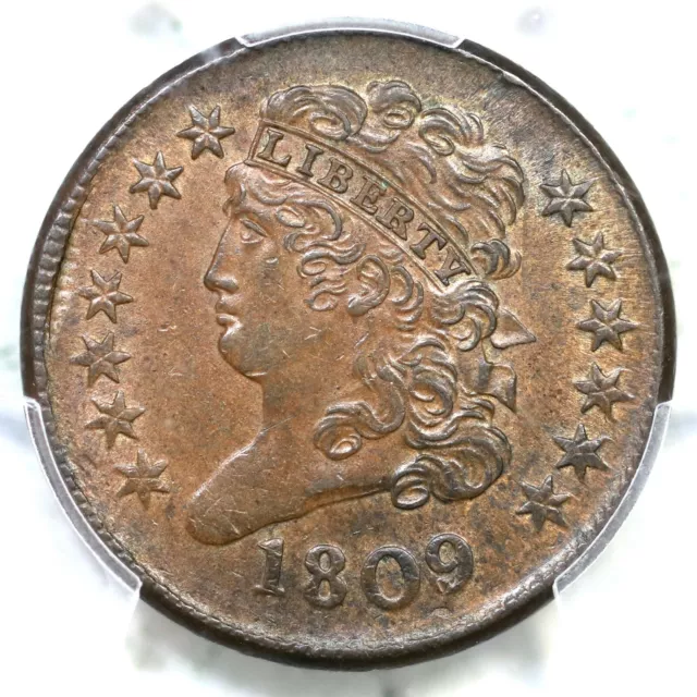 1809 C-6 PCGS AU 58 Classic Head Half Cent Coin 1/2c