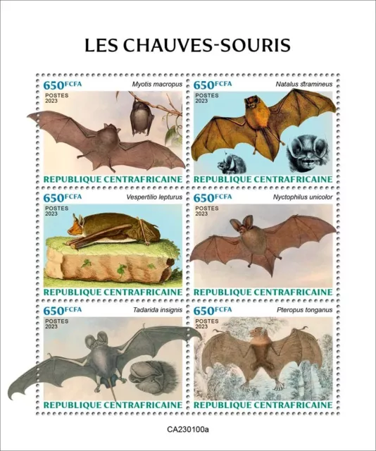 Bats MNH Stamps 2023 Central African Republic M/S