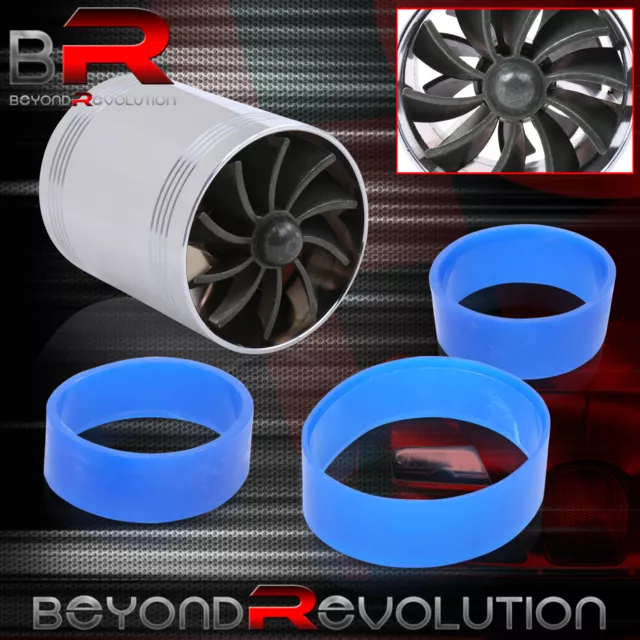 Universal Car Truck 2.5" Supercharger Power Air Intake Dual Fan Turbo Chrome