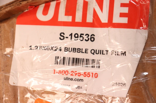 Uline Bubble Quilt Film Large 1-1/4" x 6" x 24" S-19536