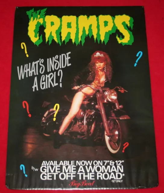 THE CRAMPS What's Inside A Girl? 1986 Big Beat PROMO POSTER Rare Garage Punk