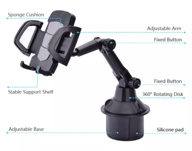 Upgraded Version Adjustable Car Cup Stand Car Holder Mount Cradle For Cell Phone 2