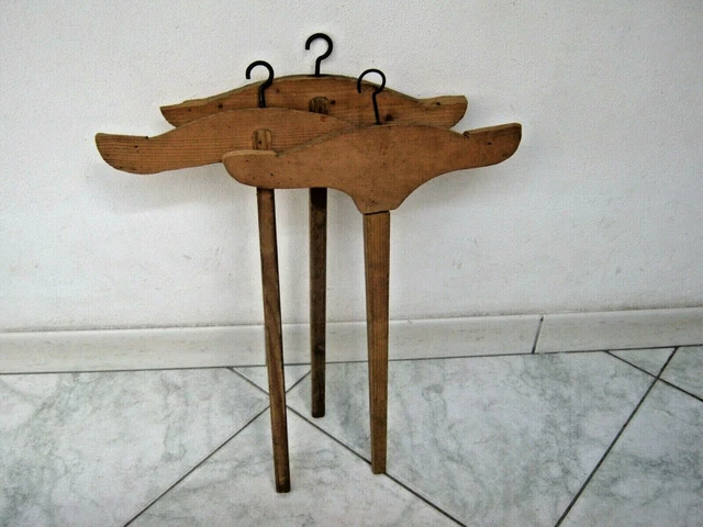 Antiche Grucce In Legno Vecchio, Armadio Set Di Appendi Abiti Omino Moda Vintage