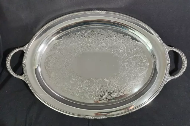 Wm Rogers & Son YORK Silverplate Butlers Tray With Handles 24" Polished EUC