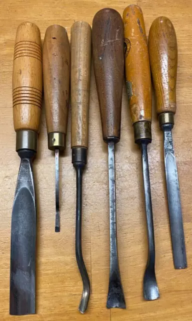 Vintage Set of 6x Henry Taylor Carving Gouges Chisels Spoons Carpenters Tools