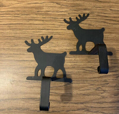 Rustic black wrought Iron deer reindeer moose curtain rod shelf brackets