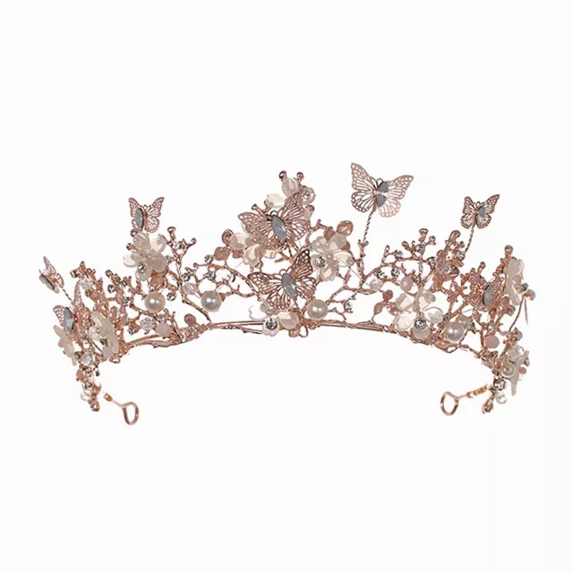 Bridal Crown Baroque Pearl Rhinestone Crown And Tiara Butterfly Hairband Wedd-wa