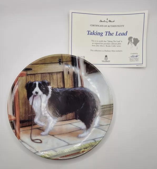 Royal Worcester Danbury Mint Border Collie Plate Taking The Lead Collectable Dog