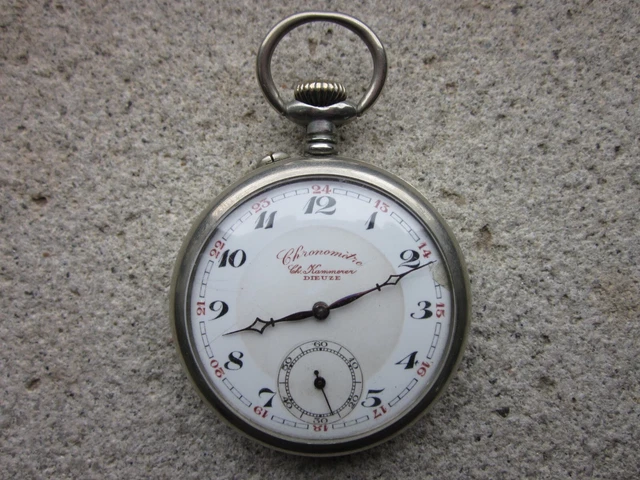 Orologio da tasca a ribaltina con cassa in argento - Antoine Achard Geneve
