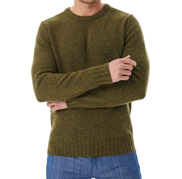 Lello Mens Lambswool Donegal Crewneck Winter Sweater Small Thorn Taupe