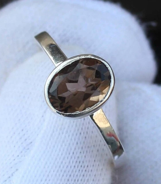 Smoky Quartz Gemstone 925 Sterling Silver Handmade Jewelry Ring Engagement Ring