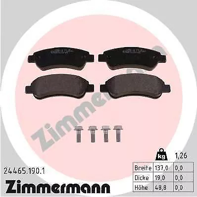 ZIMMERMANN Bremsbelagsatz, Scheibenbremse 24465.190.1 für CITROËN FIAT PEUGEOT