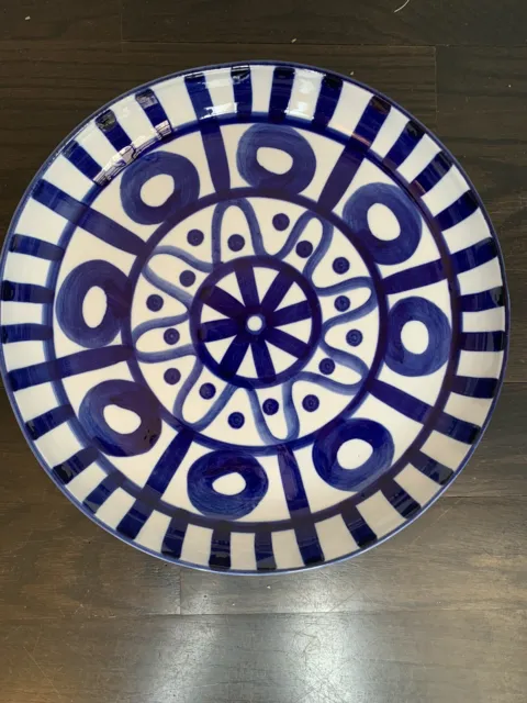 Dansk Arabesque Blue And White Ceramic Serving Platter/Bowl 13” Round 2” Deep