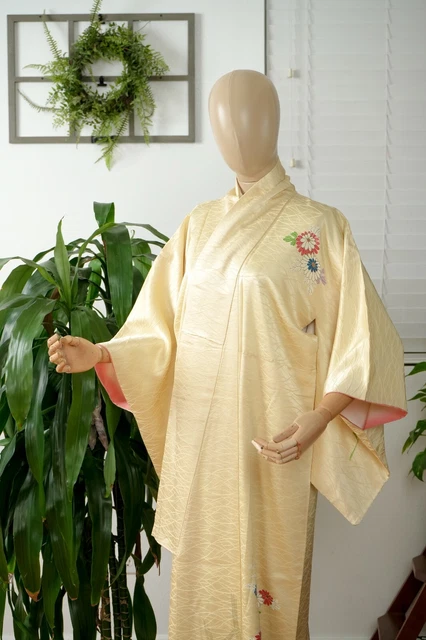 Dear Vanilla Japanese Silk Kimono Women's Robe Gown Authentic Japan Vintage Mint 2