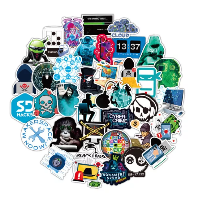 ⭐ 50 Stück Hacker / Network / Bitcoin / Cyber / PC  Style Stickerbomb Aufkleber
