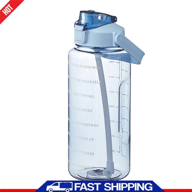 Water Bottle Cup Sports Straw Drinking Bottles Jug with Time Scale (Blue) ?