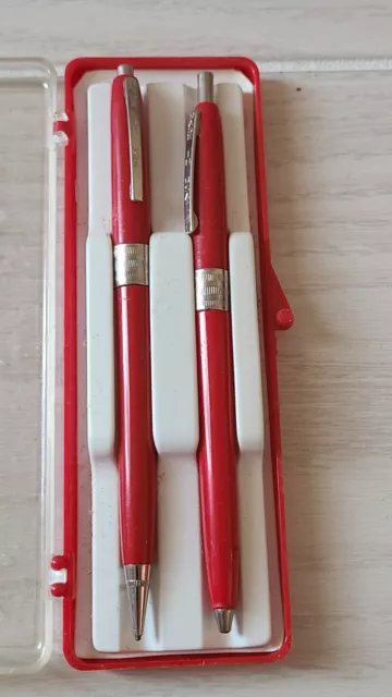 Vintage Red Pen And Mechanical Pencil Set U.S.A. In Case